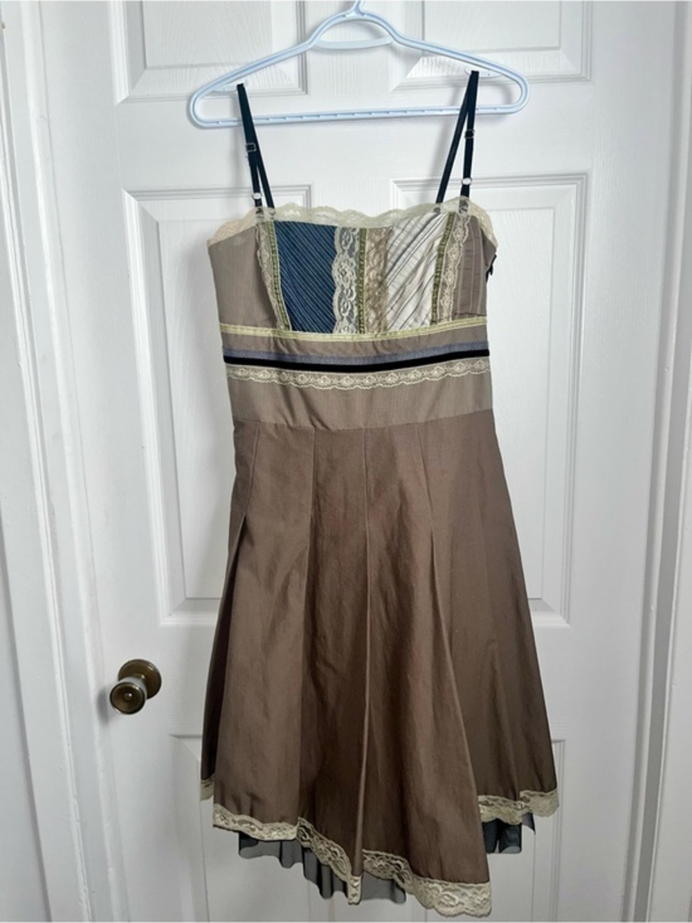 Y2K Vintage Des Filles À La Vanille Paris Dress Size 40 Medium Lace Brown Boho
